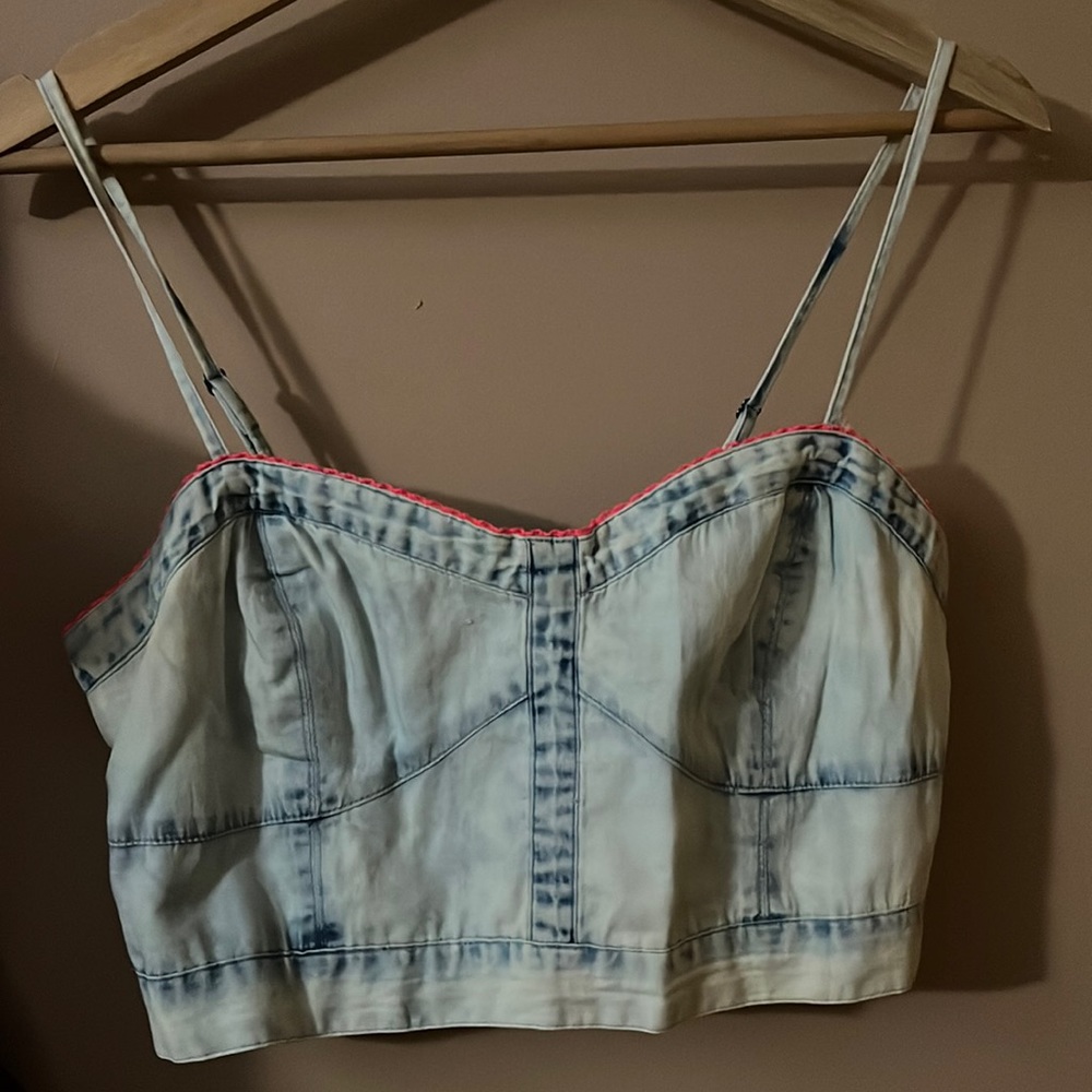 American eagle denim acid wash crop top